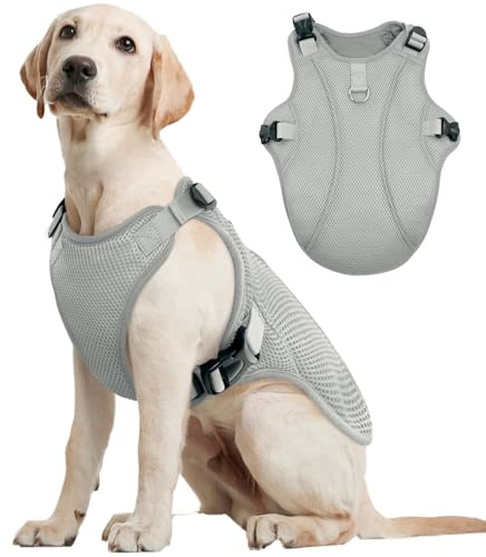 Kuoser Kühlweste Hund, Kühlweste für Hunde zur Abkühlung im Sommer, Grau L