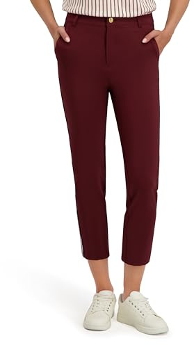 Stella Parker Women's Performance Side Stripe Golf Pant – UPF 50+, Stretch Fabric, Port Wine, 6
