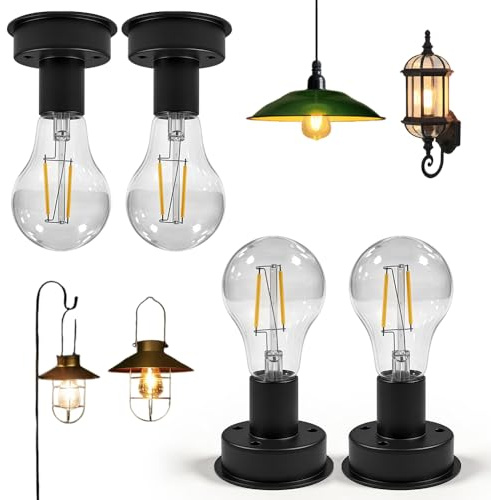 Wxeadu 4 Pack Solar Light Bulbs, 8.5cm Solar Bulb Lights, Hanging Solar Bulb Lights Outdoor Garden, Waterproof Solar Bulbs for Solar Lanterns, Gazebo, and Patio Party, Warm White