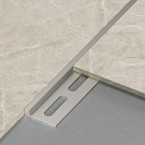 Coayuou Bordure Carrelage Profil Finition 100cm* 3 Pièces Baguette Aluminium Design Raffiné pour Parquet Et Carrelage, S’adapte À Tous Types De Pièces, Modernisez Vos Espaces(Grey,6mm)
