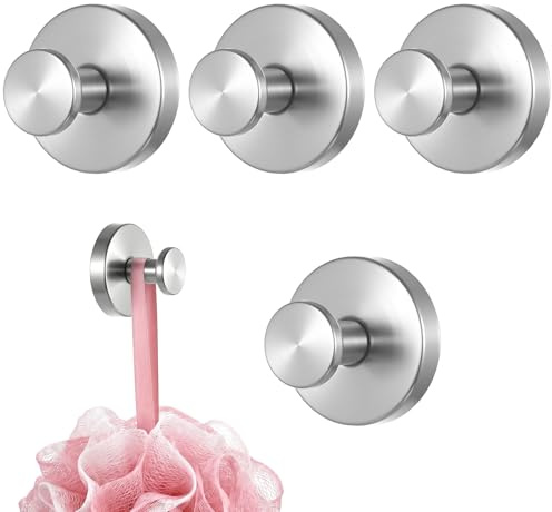 Zhujiehigh 4 Pcs Ganchos para Colgar, Gancho Ventosa de Acero Inoxidable | Ganchos con Ventosa Colgadores sin Taladro, para Baño, Cocina, Toallas, Abrigos