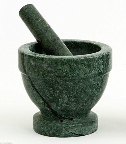 Classics Home Interior Design Mortier en marbre vert avec pilon de cuisine, 12 x 12 cm