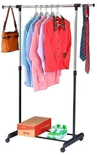 Rapid Teck® Kleiderständer Kleiderstange mit Rollen [Modell TTC3] mobiler Garderobenständer Rollgardrobe