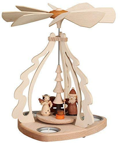 Rudolphs Schatzkiste Pirámide de Mesa con Mensaje – Pirámide de Velas de té – Pirámide de Navidad – Madera – Hecho a Mano en los Montes Metálicos – Altura Aprox. 27 cm.