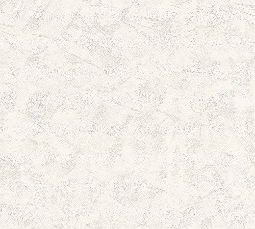 A.S. Création papier peint intissé avec structure enduit en blanc, gris – papier peint de style industriel 10,05 m x 0,53 m – 363503