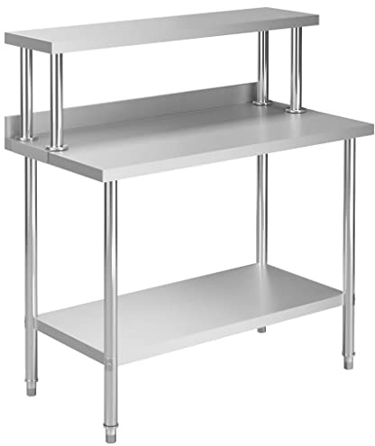 vidaXL Küchen-Arbeitstisch mit Aufsatzboard 120×60×120 cm Edelstahl