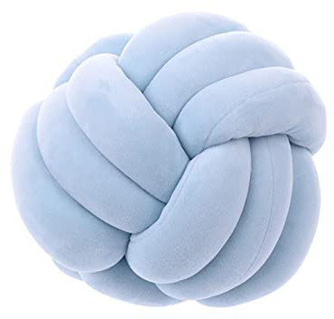Koomuao Knotenkissen Rund Weicher Samtstoff Knoten-Ball-Kissen Nordische Dekokissen Zierkissen Knoten Geknotetes Kissen für Sofa, Bett, Wohnzimmer, Babyzimmer (Hellblau, 22cm)