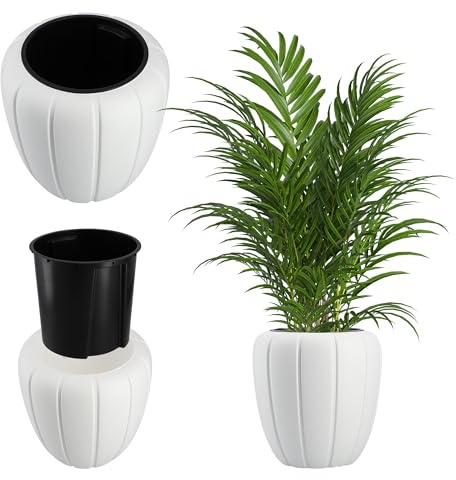 KADAX Blumentopf aus Kunststoff, ∅ 39cm, 5 Farben, Moderne Blumenvase, Pflanzkübel, Pflanztöpfe, Pflanzentopf, Kunststoff-Blumentöpfe, runder Blumenkübel (H: 40cm, Weiß)