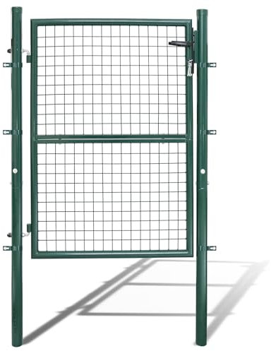 Yakimz Gartentor Gartentür Grün Hoftor Zauntür Tor Inkl. Schloss 125 x 100 cm Zauntor Garten Gartenpforte Gitterzaun