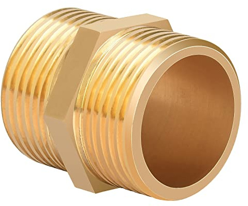Nutmanel Machón reducido de latón de 1 pulgada, 1 x Hex Nipple Fitting para conexión de tubería MM