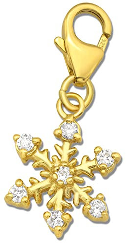 FANTASTIC NAILS COSMETIC COLLECTIONS Schneeflocke Stern Charm 925 Sterling Silber Gold Karabiner Anhänger für Bettelarmband