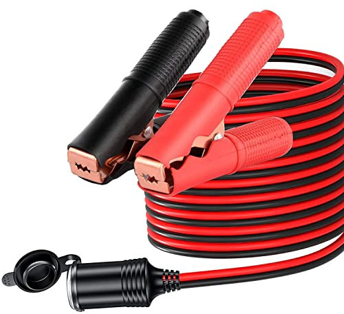 RUNCCI-YUN 1 Stück 12 V 24V Batterieklemme mit Kabel,Zigarettenanzünder Alligator Clip,12V KFZ Zigarettenanschlusskabel Zigarettenanzünderbuchse [16AWG 3.0m ]