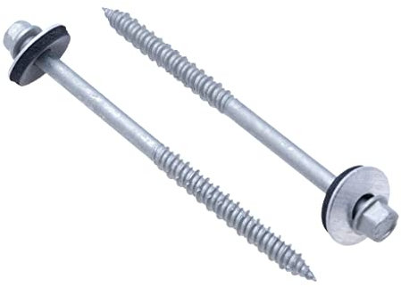 Tornillo Autorroscante de 155 mmpara Madera y Hormigón con Arandela Aluminio/EPDM Cabeza Hexagonal Acero al Carbono en Recubrimiento Cerámico de Fijación para Fijar Paneles Sándwich de Pared 25 Pcs