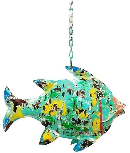 ETC dekorative ausgefallene Metallfigur Dekofigur Fisch zum Stellen und hängen in 3 möglichen Größen und 2 Farben (grün mittel)