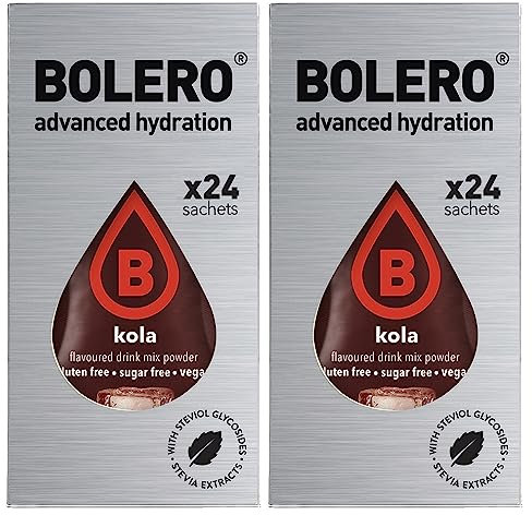 Bolero Drink 48 Bustine KOLA 3 grammi 3 gr Gusti Diversi Assortimento alla Frutta Preparato Polvere Solubile Per Bevanda Fresca in Acqua Prodotto,144 grammi dolcificato stevia,0.14 kilograms