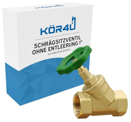 kör4u Schrägsitzventil 1 Zoll, Messing, IG/IG, ohne Entleerung, Trinkwasser