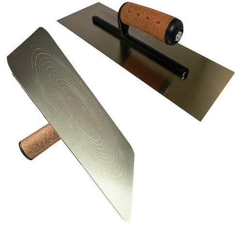 Trockenbau Profi Set, Spachtelschale aus Aluminium, Hawk Platte mit Korkgriff 33x33cm und Goldene Glättekelle 295mm, Spachtel und Putz Auftragen