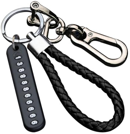 JNNJ Auto-Schlüsselanhänger Leder geflochten Schlüsselanhänger Auto Anti-Verlust Schlüsselbund Anhänger Auto Schlüsselring Für Männer Und Frauen(Rotguss/Schwarz) JNNJ-Key