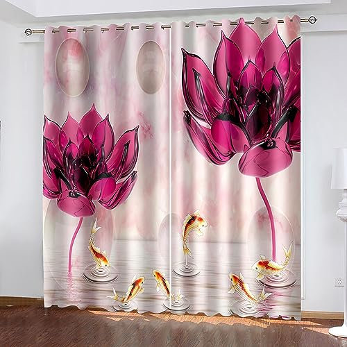 Skcess Vorhang Blickdicht, Vorhange Gelb Weiß Lilienstrauß Vorhang Polyester Gardinen 2er Set 137x183cm(WxH)
