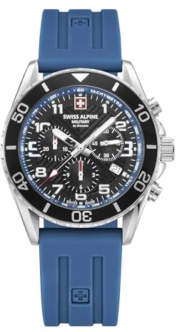 Montre chronographe Swiss Alpine Military pour homme - Analogique - Quartz - Bracelet en silicone - 7029.9, Sportif