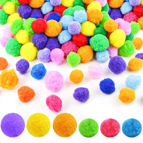 Prebarfun 100 Stück Pompons Zum Basteln, 4 cm/5 cm Groß Pompoms, Bunt Bommel Zum Basteln, Pommels, Poms Puzzle für Haustier und Erwachsene Lustige DIY Kreative Crafts Dekorationen