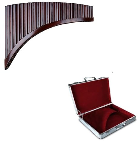 Professionelle Panflöte Gehobene Handgefertigte Panflöte 25 Pfeifen G-Tonart Braunes Instrument Wind-Panflöte (Color : Right add box)