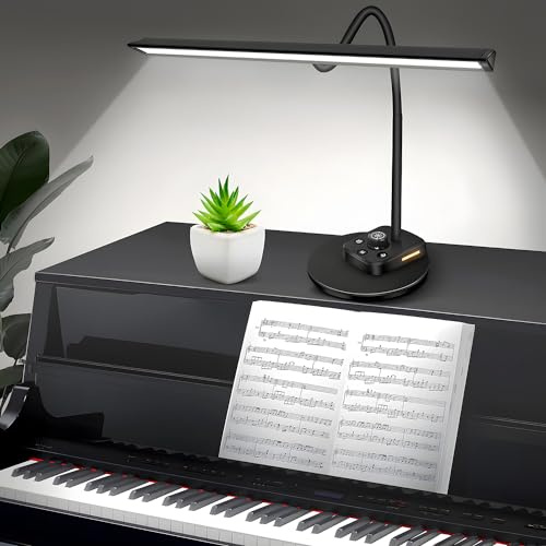 Klavierlicht, verbesserte LED-Klavierlampe für große/aufrechte und digitale Klaviere, Notenständer-Lampe mit verstellbarem Schwanenhals, Auto-Off-Timer, 5 Farbmodi, dimmbar und USB-Ladeanschluss