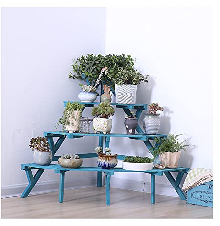 Soporte De Planta De Madera De Esquina, Estantes De Flores De Escalera Escalonada Al Aire Libre, Macetas De Flores Suculentas Estante De Almacenamiento Soportes De Exhibición De Flores Grand