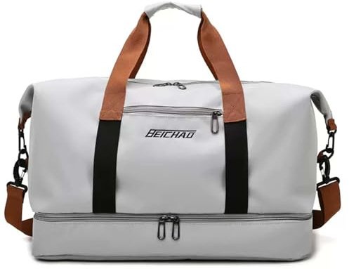 Sporttasche für Damen und Herren, Reisetasche mit Schuhfach & Nassfach, Large Capacity Travel Bag Leichte Trainingstasche wasserdichte Schwimmtasche für Reisen, Sport, Fitness (Grau)