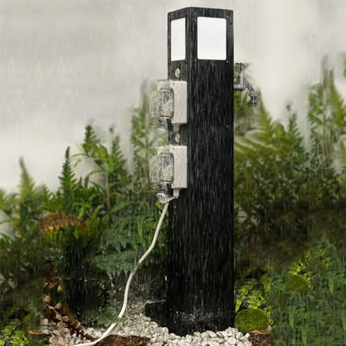Garten Wasserhahn Säule, Wasserdicht Nach Ip66, Multifunktionale Frostschutzwasser- Und Stromsäule, Bodenmontierter Wasserhahn, Geeignet für Innenhöfe, Gärten und Campingplätze für Wohnmobile(80cm(31.