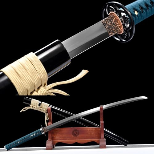 LQSLFsword 103cm Katana，Samuraischwert，Sharp，Katana Schwert scharf， Handgeschmiedeter Federstahl
