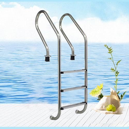 OCAZI pool ladder Stainless Steel Pool Ladder with 3 Non-Slip Steps, Removable Pool Ladder for Swimming Pool, SPA and Water Parks, Load 150kg W50xH158cm A