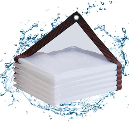 Yiustldd 6x6m, Telone Trasparente Impermeabile Resistente, Telo in plastica Spessa per Esterni con Occhielli e Bordi rinforzati per Proteggere Le Piante, Gazebo da Giardino, Patio