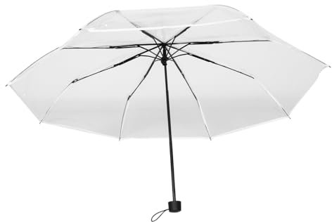 VALICLUD Transparenter Regenschirm Tragbarer Automatischer Regenschirm Winddicht Kleiner Reiseschirm Mit Holzgriff Leicht Und Praktisch Für Reisen Und Alltag