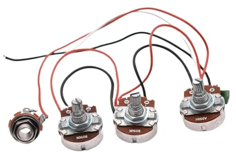 Kabelbaum vorverdrahtet Bass-Kabelbaum Vorverdrahtetes Kit, 250 K Töpfe 2 Lautstärke 1 Ton Für Jazz-Bass E-Gitarrenteile