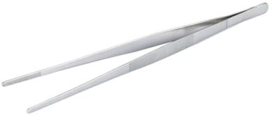 OKUMEYR 1pc Stainless Steel Food Tweezers Handle Practical Kitchen Tongs for BBQ Steak Fish Desserts Heat Resistant Easy to Clean for Home and Restaurant Use