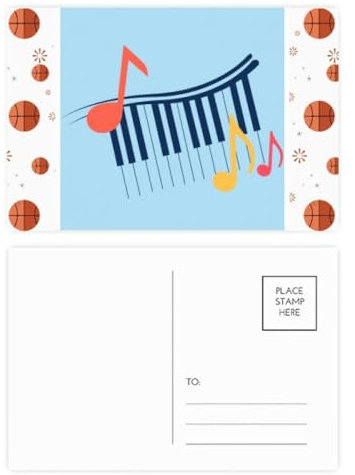 Piano Bight Musiknotation Basketball Postkarten-Set Dankeskarte Mailing Seite 20 Stück