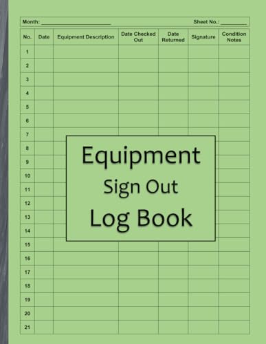 Equipment Sign Out Log Book: Comprehensive Tracking for Usage, Returns, and Maintenance: 100 Pages to Record Equipment Details, Checkout/Return Dates, Conditions, and Signatures