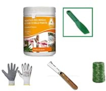 KIT INNESTO, COLTELLINO, GUANTI, RAFIA, MASTICE, SPATOLA PER GIARDINO POTATURA INNESTO