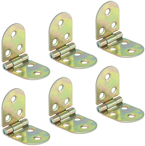 6 PCS Small Door Hinges with Rounded Edges, Ideal for Folding Tables, Cabinet Doors, and Bedside Cabinets (Colored Zinc)