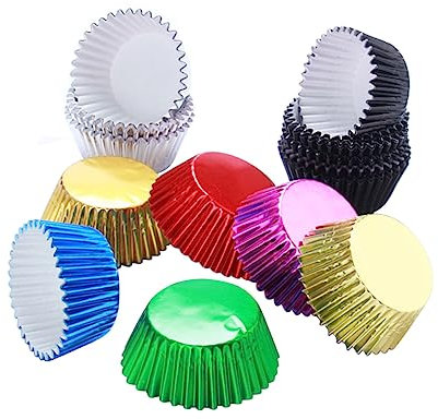 Cabilock Moldes para Muffins de Aluminio 200 Unidades para Hornear Y para Fiestas