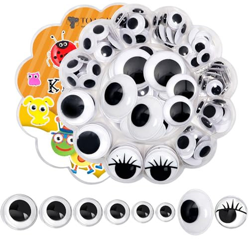TOAOB 104 Stück Selbstklebende Wackelaugen Kunststoff Augen zum Basteln Kulleraugen Selbstklebend 15 mm bis 35 mm Wiggle Googly Eyes Bastelaugen für Scrapbooking Kunsthandwerk Zubehör
