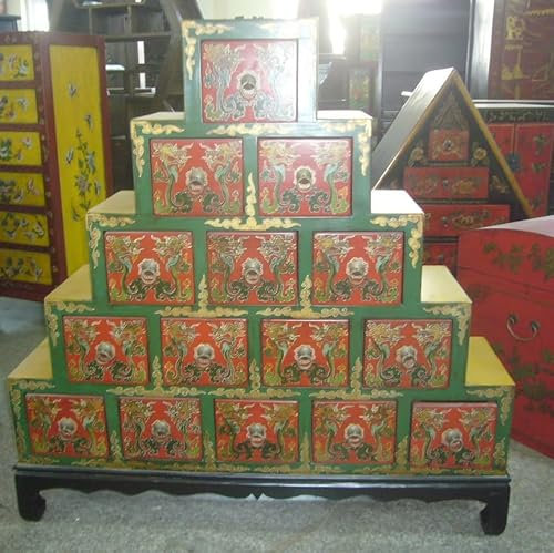 Kunibert Armario chino antiguo para farmacéutico China Tibet Asiatika Asia Ancho 110 x Altura 110 cm Armario Asiático Armario Tíbet