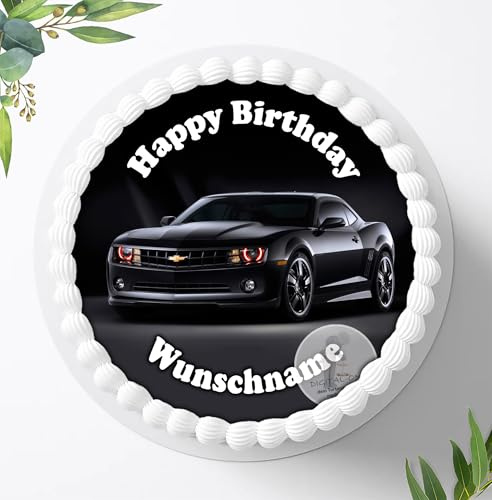 Tortenbild, Zuckerbild Auto, zum Geburtstag Personalisiert mit oder ohne Wunschnamen, Essbares Foto für Torten, Tortenbild zum Geburtstag, Tortenaufleger Ø 20cm - 0873c