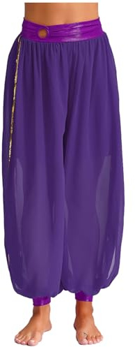 Rswnyirn Damen Haremshose Tanzhose Bauchtanzhose mit Schlitz Bauchtanz Kostüm Mottoparty Karneval Fasching Tanz Kostüm