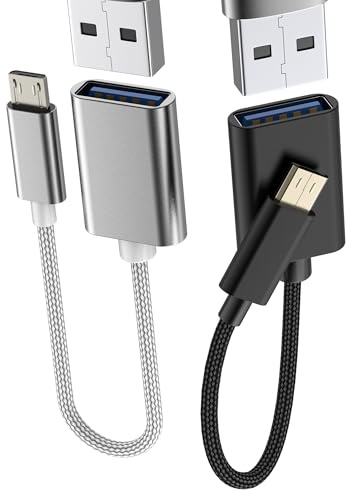 Lot de 2 adaptateurs Micro USB mâle vers USB-A femelle (2 Pack) Adapter OTG 3.0 appareil photo, tablette, lecteur de cartes, connecteur de données, connexion flash drive, clavier souris photos