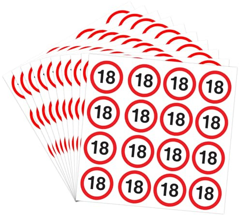 18 Geburtstag Sticker, 160 Stück Verkehrsschild 18 Geburtstag Deko Aufkleber, Deko 18. Geburtstag Junge Mädchen, Geburtstagsdeko 18 Geburtstagssticker, 18. Geburtstag Deko Aufkleber für Party Geschenk