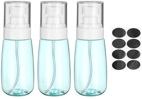 sourcing map 3 botellas pequeñas de pulverización, 60 ml, botella de spray de tamaño de viaje, recipientes de viaje vacíos recargables con etiquetas para perfume, aceite esencial cosmético (azul
