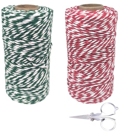 XSDSLS Cordel navideño para Envolver Regalos, 100 m (2 mm) de Cordel de Carnicero para Manualidades, Cordel de Panadero, Cordel de algodón Colorido para Manualidades (Set1)