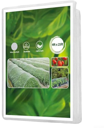 Red de jardín de malla fina transparente para protección duradera de plantas contra insectos y animales en huertos de verduras y frutas (3 m x 3,5 m)